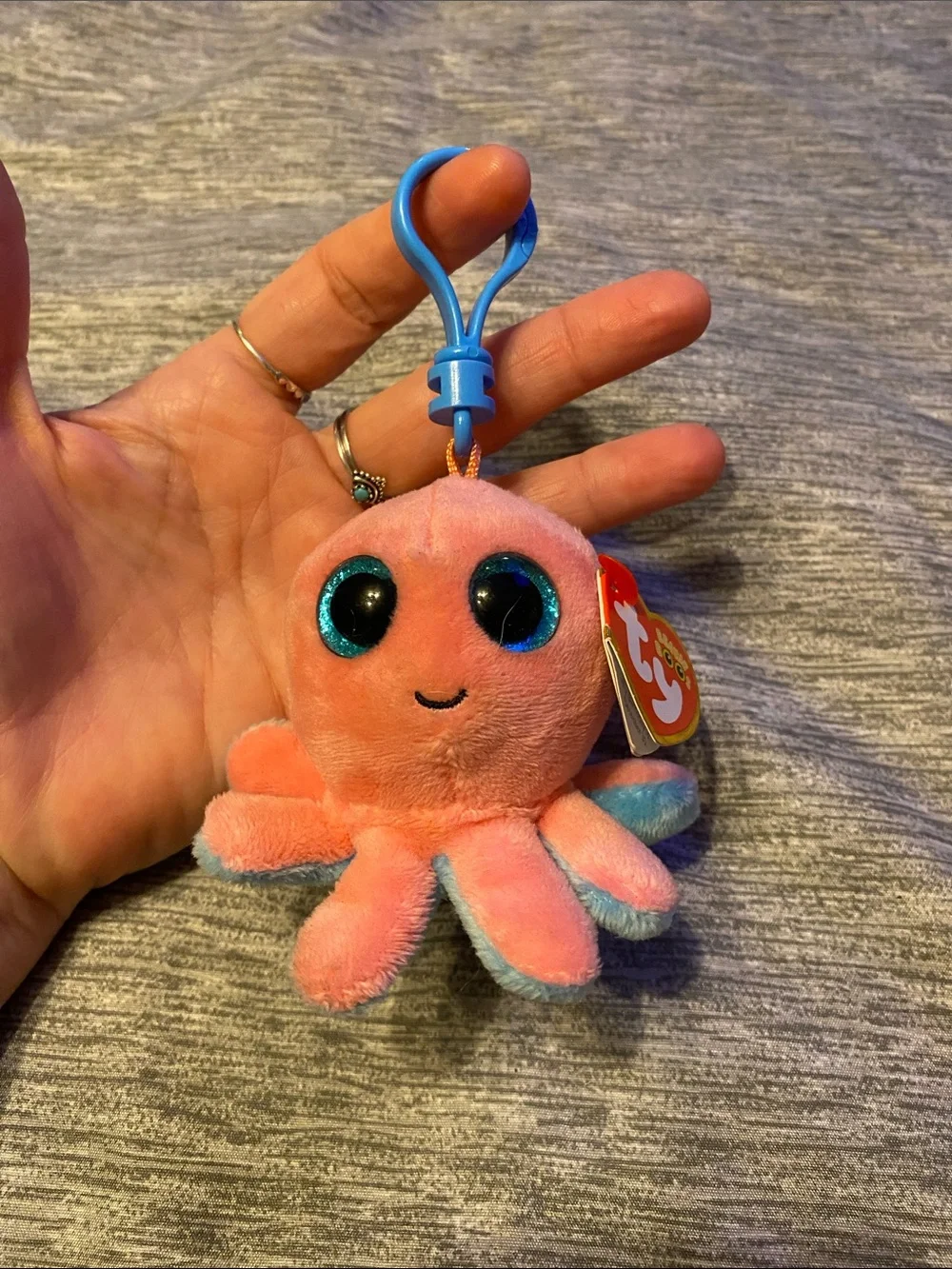 Ty Beanie Boos Sheldon Pink and Blue Octopus Clip-on NWT
